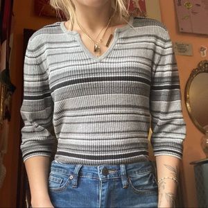 Stripped mid sleeved gray shirt